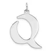 Sterling Silver Rhodium-Plated Artisan Block Letter Q Initial Charm
