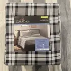 NEW Cuddl Duds King Sheet Set Light Blue Plaid Heavyweight Flannel Deep Warmer