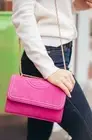 New Tory Burch Pink Fleming Snake Small Convertible Handbag Crossbody Bag
