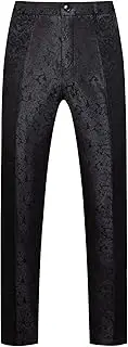 [MOGU] Mens Tuxedo Suit Pants for Wedding Party Jacquard Floral Design