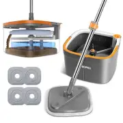 BOMIDI Spin Mop and Bucket System Includes Dual Compartment Mop Bucket with T...