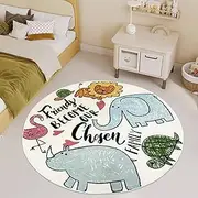 Kids Play Rug, Animal Round Area Rug Nursery Door Mat Soft Plush Non-Slip Childrens Carpet for Bedroom Living Room Kids Playroom (Animal, 100 * 100cm)
