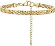 [GIEIWIW] Silver Mesh Link Chain Bracelet for Women Men Dainty Chain Bracelets for Boys Girls 7 to 9 Inch