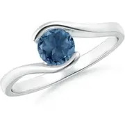 Semi Bezel-Set Solitaire Round London Blue Topaz Bypass Ring