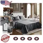 Dark Grey Satin King Size Sheet Set - 4 Pieces of Silky Soft Microfiber Luxury
