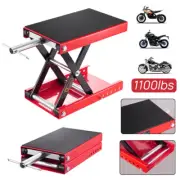 Red 500KG Motorcycle Scissor Jack Lift Wide Deck Hoist Stand for ATVs Bike