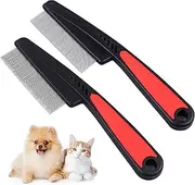 2PCS Dog Flea Comb Stainless Steel Flea Comb for Cats Durable and Convenient Dog Flea Comb for Medium Dogs Suitable for Daily Grooming Cats and Dogs, Removing Fleas from Their Bodies