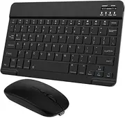 Ultra-Slim Small Bluetooth Keyboard and Mouse Combo Portable Rechargeable Wireless Keyboard for Android Tablet Cell Phone Samsung Smartphone iPhone iPad Mini Pro Air 10.2 10.9 11 12.9 13 inch (Black)