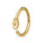 14K Yellow Gold 20 Gauge Polished CZ Hamsa Nose Ring