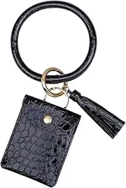 [Healvian] Bracelet Keyring Card Holder Mini Square Coin Purse Leather Coin Wallet for Women's Accessory