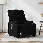 Electric Massage Recliner Chair, Black Fabric, Power Reclining Sofa for Living Room, 6-Point Vibration, USB Port