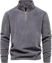[MSIYOW] Men's Fleece Pullover Sweatshirt Autumn Winter Pullover Warm Turtleneck Pullover Zip Fleece Jumper