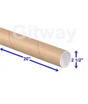 2 1/2" x 20" Cardboard Poster Shipping Mailing Mail Packing Postal Tube 34 Tubes