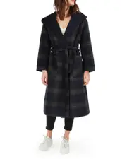 [Belle & Bloom] Arcadia Wool Blend Oversided Coat with Hood - French Navy