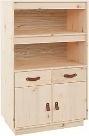 Buffet Sideboard Kitchen Storage Cabinet with Shelves & Drawers, Buffet Cabinet Highboard Floor Cabinet Cupboard for Dining Room, 67x40x108.5 cm Solid Wood Pine
