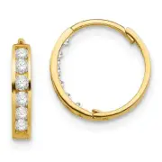 14K Yellow Gold White CZ 12mm Hinged Hoop Earrings Madi K Children's Jewelry