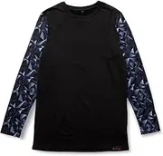 [Airin] 23AW Men's Undershirt, Across Stage, Esthelbear Sheeting, Fleece Lined, Long Sleeve, Crew Neck, Sleeve Pattern, Inner, Black, L
