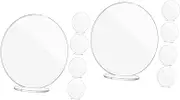 Ciieeo 2sets Transparent Acrylic Table Number Sign with Base Round Place Cards for Weddings Parties and Events Reusable Sturdy Design for Easy Name Writing 5pcs*2