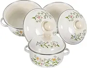 Ciieeo 3Pcs Enamel Soup Pot Set with Dual Handles Flat Bottom Cookware for Kitchen for Stews Noodles and Food Lightweight and Ergonomic Design