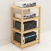 MegLob AV Media Stand, Professional Record Player Stand Rack, Heavy Duty Stereo Cabinet Furniture, Video Game Console Stand for Gaming Room, Gaming Console Shelves,Oak Color 60 * 48 * 89cm