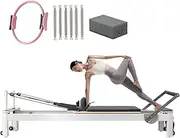 Pilates Reformer, Pilates Reformer Machine Set with Pilates Circle for Home Use and Gym Workout
