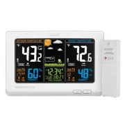 White Wireless Weather Station With Color Forecast Atomic Time And Indoor Out...