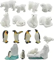 [Pinenjoy] 18Pcs Mini Realisitic Arctic Animals Figurines Resin Polar Bear Penguin Seal Iceberg Figures Miniature Cake Toppers for DIY Diorama Fairy Garden Birthday Party Gift