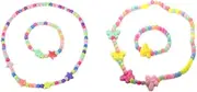Kid Necklaces for Little Girls Jewelry Sets Beaded Necklace and Beads Bracelet Set Star Butterfly Charms Necklace and Bracelet Set Princess Costume Jewelry for Girls 2 Sets