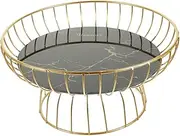 Tall Fruit Bowl Cup Cake Stand Metal Tray Desk Topper Decorative Bowl Metal Wire Fruit Bowl Fruit Holder Dried Fruit Tray Snack Serving Plate Candy Container Black Iron Dessert (Color : Black, Size/