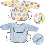 SWOOMEY Smock Feeding Bibs with Cartoon Design Soft for Easy Clean and Durable for Home Use