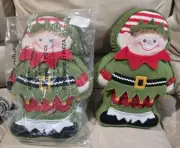 2 NWT Vintage Home Interior Throw Decor Pillow Cushion Christmas Elf Elves New!