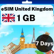 eSIM United Kingdom - 1 GB - 7 Days - Travel eSIM | QR code activation