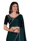 AKHILAM Women's Chiffon Solid Embellished Saree With Unstitched Blouse Piece