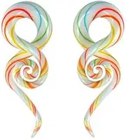 [Generic] 2pcs Glass Ear Tapers Plugs Multi-Colors Twist Handmade Spiral Gauges Piercing Jewelry