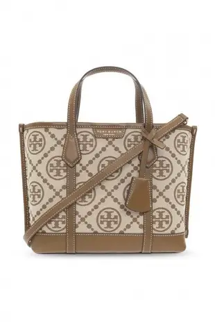 TB包 全新正品 Tory Burch 83313 小款棕色 現貨 PERRY 緹花帆布三格拖特包 水餃包 通勤包