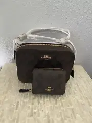 Coach Mini Camera Bag In Signature Canvas Gold/Brown Black & Small Wallet
