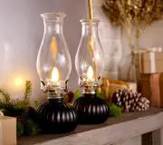 Bethlehem Lights Set of 2 Faux Oil Lamps w/ Frosted Base