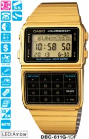 CASIO WATCH GOLD DATABANK VINTAGE RETRO DBC-611G-1DF DBC611 DBC-611-1 WARRANTY