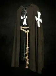 Costumes Reenactment Medieval White Templar Crusader Tunic,Surcoat & Cloak CS02