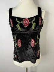 Urban Outfitters Kimchi Blue Jana Velvet Embroidered Top M NEW Dark Romance