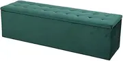 Storage Ottoman Blanket Box Velvet Foot Stool Rest Chest Couch Green