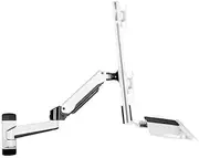 Adjustable Arm Desk Mount Wall-Mounted Two-Section Arm Dual Monitor Bracket for Screen 15-24 Inches with Keyboard and Mouse Tray Monitor Arm Desk Mount
