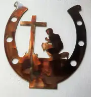 Cowboy Praying at the Cross Wall Accent