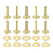 50 Set 10x3.3x14mm Solid Copper Rivets and Burrs Leather Fastener, Gold Tone