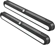 BLS T01LB LED Closet Light Super Bright 20 LED Under Cabinet Lighting Battery Powered/DC Input Wireless Motion Sensing Light, Motion & Light Sensor, Light Beam Adjustable, Black(2 Pack)