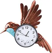 MUMTOP 15 Inch Hummingbird Outdoor Clock, Outside Waterproof Wall Clock with Thermometer for Patio Pool Living Room Home Decor