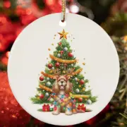 Cute English Cocker Spaniel Dog Reindeer Antler Christmas Tree Ornament Gift
