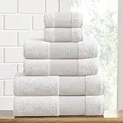 Modern Threads - Air Cloud 6-Piece 100% Zero-Twist Cotton Towel Set - Bath Towels, Hand Towels, & Washcloths - Super Absorbent & Quick Dry - 500 GSM - Soft & Plush, White