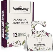 MothMag Moth Traps for Clothes, Closets, Fabrics, and Carpets, Clothes Moth Traps, Closet Moth Traps, Clothing Moth Pheromone Traps, Mothballs Alternative, Moth Repellent for Closets (12 Pack)