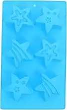 SEWACC Six-hole Five-pointed Star Mold Candle Wax for Making Candles Kits Molds Bakeware Mastic Gum Baking Pan Making Diy Soap Baking Accessories Maker Silicone Die Blue Silica Gel